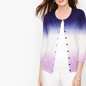 Talbots‎ Charming Cardigan Ombre Dip Dyed spring pink purple